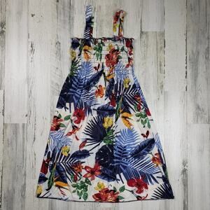 NWT Ace Fashions White Tropical Smocked Sundress Women’s Size Large